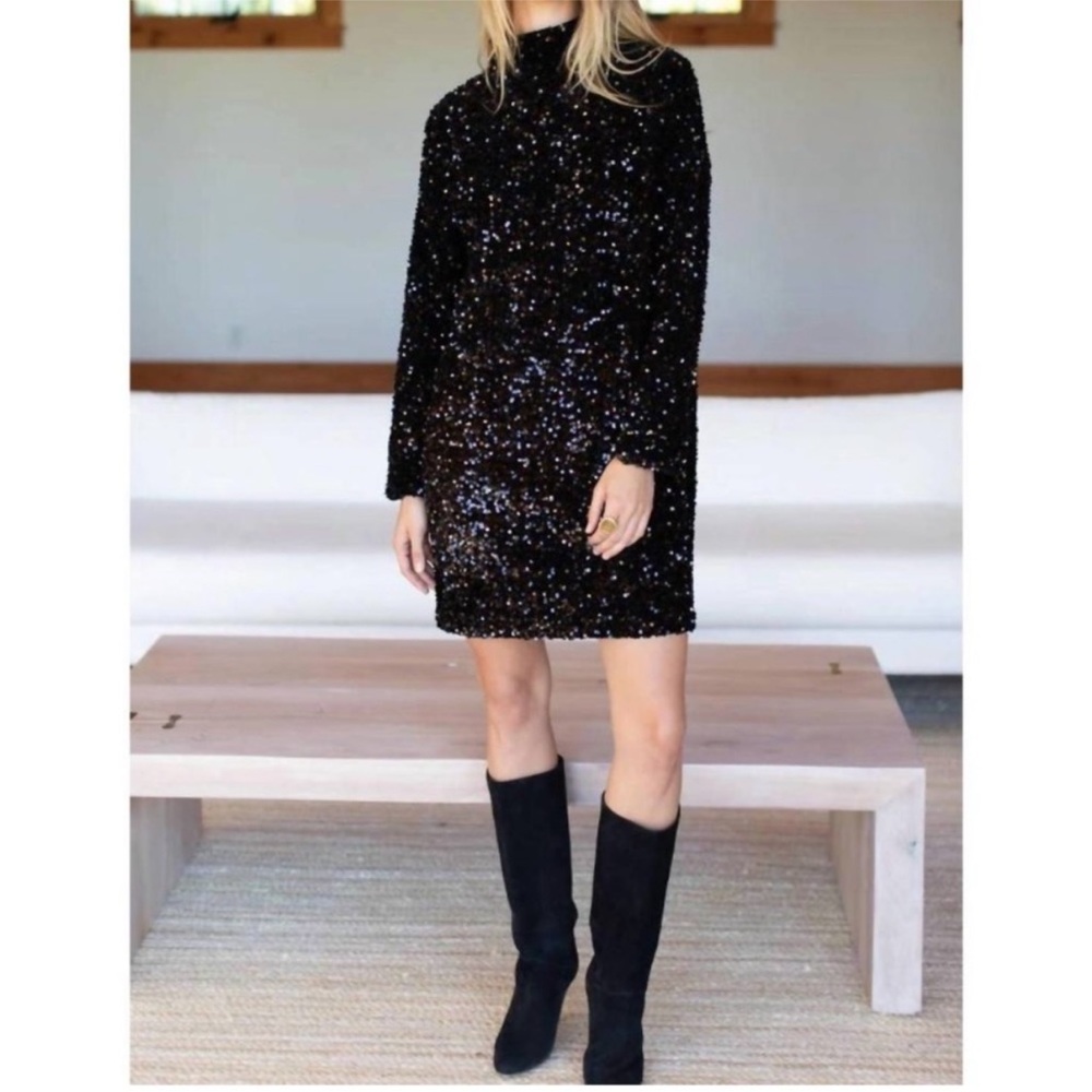 Emerson Fry Black Sequin Mini Dress